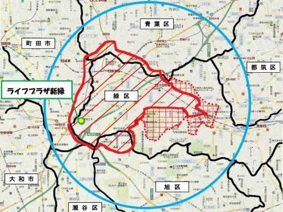 訪問リハビリテーション｜実施地域（緑区全域、青葉区、旭区）地図